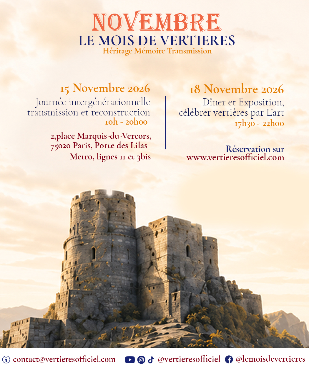 Visuel du Mois de Vertières avec les rendez-vous des 15 et 18 novembre 2026